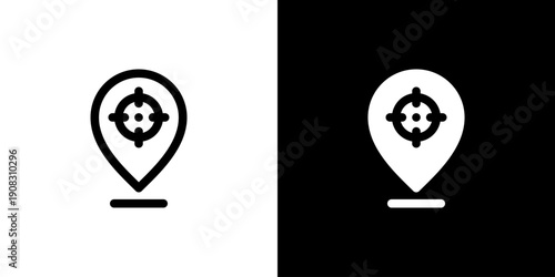 Target Location icon concept with flat Black White Background. Vector illustration.