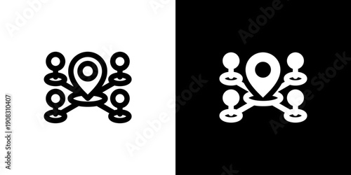 Destinations icon concept with flat Black White Background. Vector illustration.