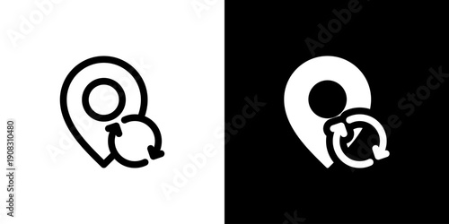 Refresh Location icon concept with flat Black White Background. Vector illustration.