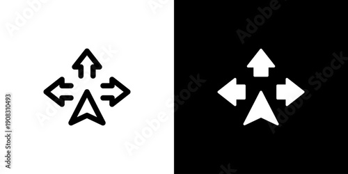 Direction icon concept with flat Black White Background. Vector illustration.