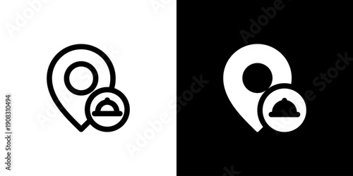 Restaurant Location icon concept with flat Black White Background. Vector illustration.