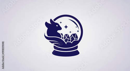 Rabbit inside crystal ball illustration
