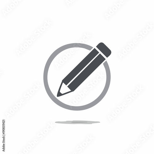 Pencil icon inside a circle: graphic element for write, draw, editing, or creating apps and design.