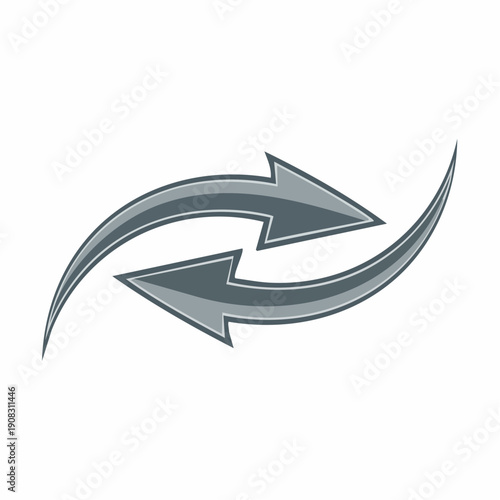 Interlocking Arrows Show Reversal or Exchange Process Concept Gray Illustration on White