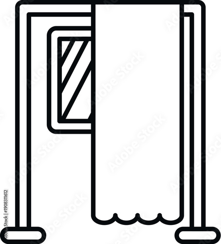 Polling booth icon with a curtain representing casting vote privacy during elections