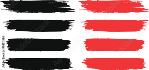 Brush paint stroke set. Black stain texture background abstract vector ink splashes. rough paintbrush mark sketch shape frames. Watercolor smears, marker lines. Charcoal streaks.