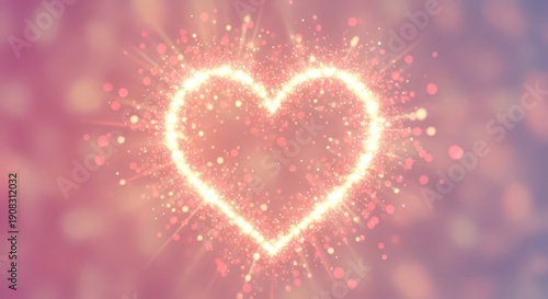 Glowing luminous heart shape radiates bright sparkling energy against a soft background