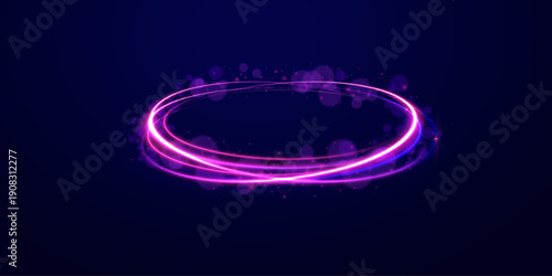 Light pink neon ring with soft circular glow and subtle motion blur. Dynamic ellipse shimmer effect for modern web and social media design. Futuristic abstract energy frame.
