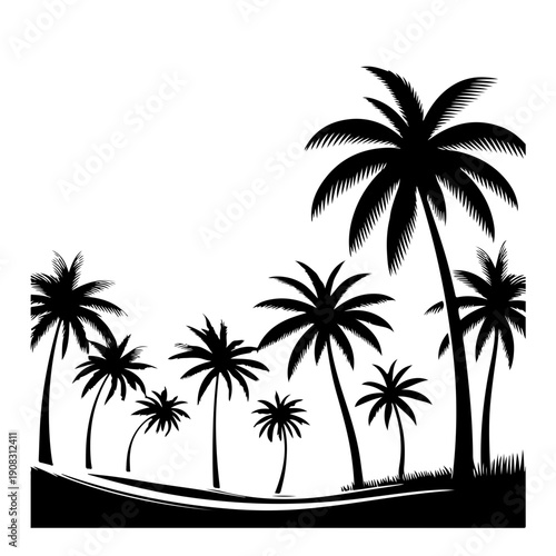 coconut tree silhouette vector 