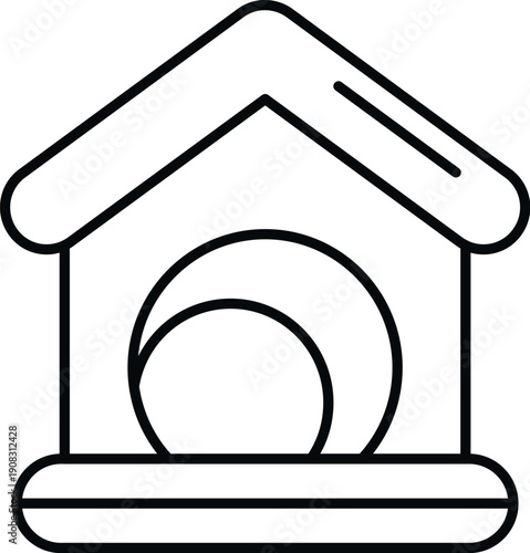Outline icon representing a doghouse or kenned, depicting a safe space for pets