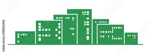 Outline of urban high buildings, vector representation.

