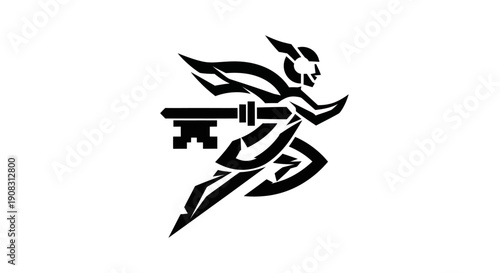 Running figure with key symbol