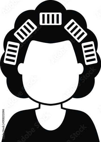 Woman with curlers in hair representing beauty care or salon procedures