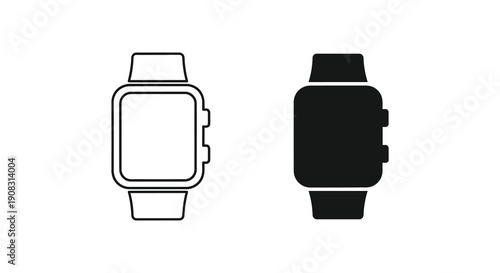 A minimalistic depiction showcases two different views of a modern smartwatch one light and one dark high quality