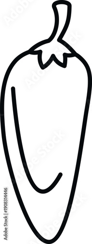 Jalapeno pepper outline drawing representing hot, spicy food ingredients
