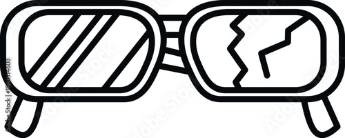 Sunglasses with one lens broken and cracked, representing vision damage or accident