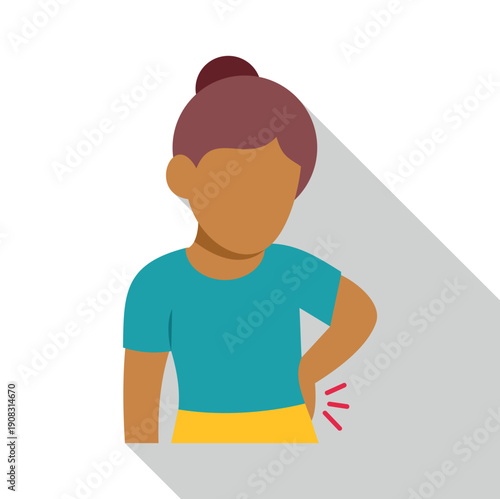 Woman suffering from backache and injury, experiencing pain in her lower back area