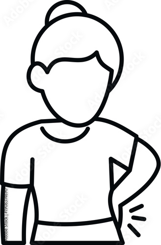 Woman experiencing discomfort, illustrating symptoms of lower back pain or muscle injury