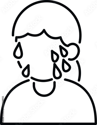Person experiencing sadness, stress, and tears in a simple line art drawing