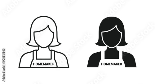 A simple graphic depicts two black and white silhouettes of a person with the word homemaker displayed