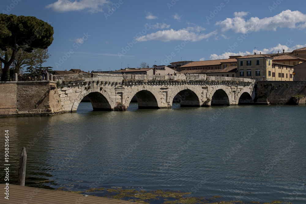 Fototapeta premium Tiberius Bridge in Rimini, first century AD