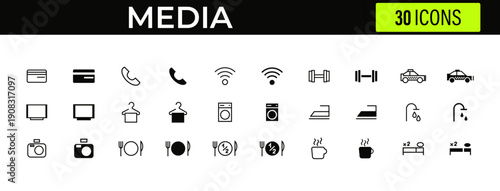 A clean vector set of black and white number icons designed for web, business, media, technology, and everyday digital use
