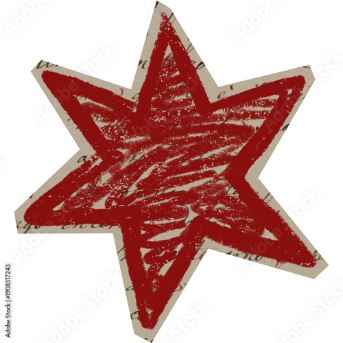 stars shape with handdrawn crayon on cutout for scrapbook
