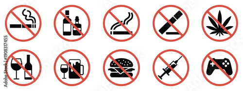 Prohibited items Smoking alcohol drugs junk food and some recreational activities