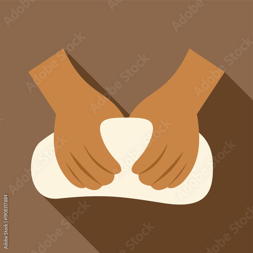 Hands kneading dough, preparing to bake bread or pastries