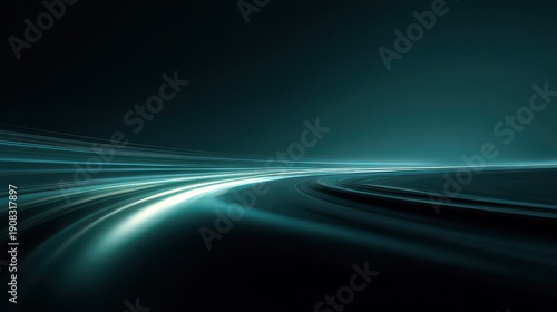 Abstract Light Trails in Dark Background with Smooth Curves