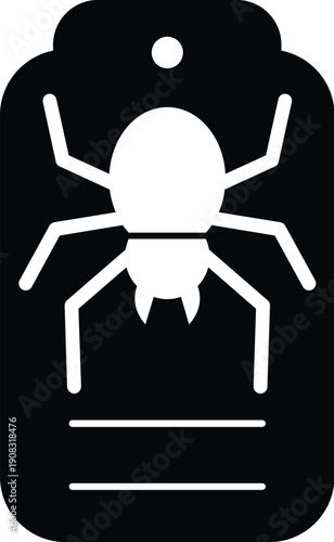 Insect pest control tag showing a spider icon for extermination or warning