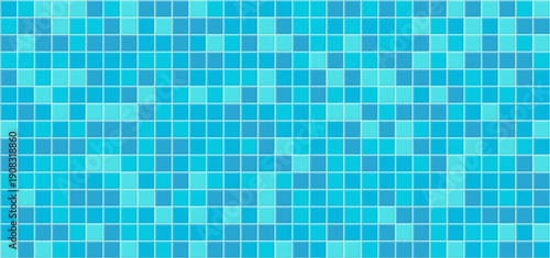 Tile bathroom background. Minimal kitchen scene studio, ceramic tile wall or floor. Blue seamless tile grid background, empty kitchen, toilet interior room or pool with square mosaic surface.