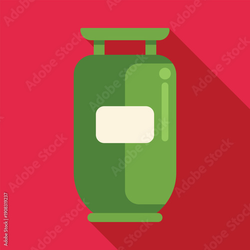 Green gas cylinder icon on red background representing fuel and energy