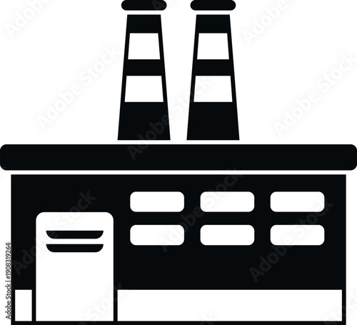 Factory building icon representing industry, manufacturing, and production