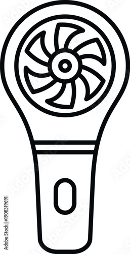 Handheld electric fan icon illustrating summer cooling technology