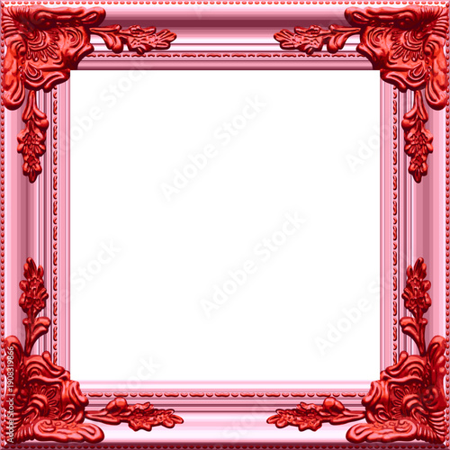 beautiful ornate realistic square rink and red picture painting frame portrait element for social media posts vector isolated on transparent background