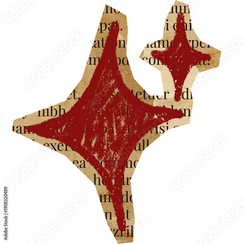 sparkle shape with handdrawn crayon on cutout for scrapbook