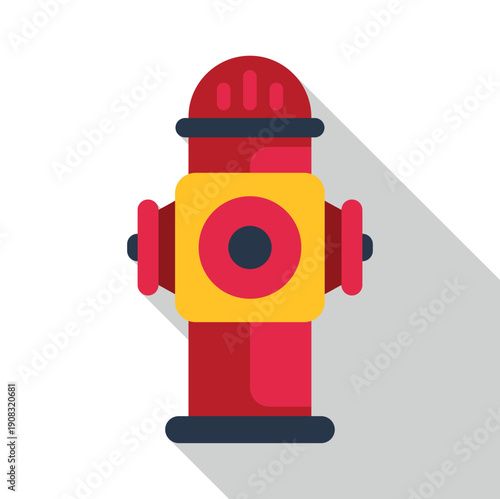 Red and yellow fire hydrant vector in a flat design style, representing fire safety and protection