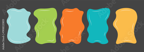 Jelly blobs shape. Vertical wavy rectangles forms for text. Groovy frame boxes. Vector
