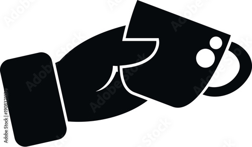 Hand holding a hot cup with steam, representing a coffee break