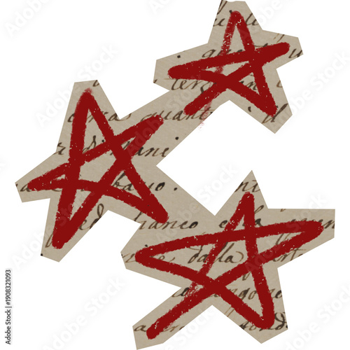 stars shape with handdrawn crayon on cutout for scrapbook
