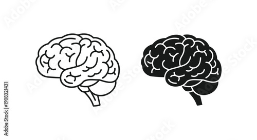 A stark depiction showcases two human brain illustrations one white and one black against a plain background