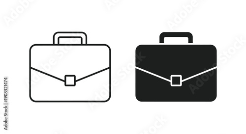 A simple illustration displays two briefcase icons one outlined in white and the other filled in black
