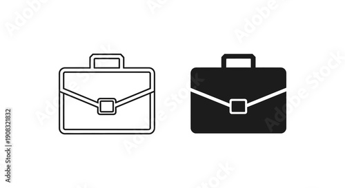A simple illustration depicts two briefcase icons one outlined and one filled showcasing differing visual styles high quality