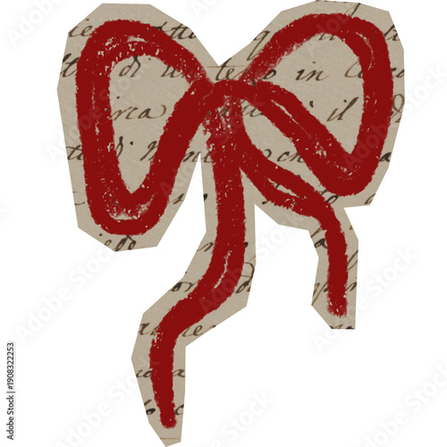 bow shape with handdrawn crayon on cutout for scrapbook