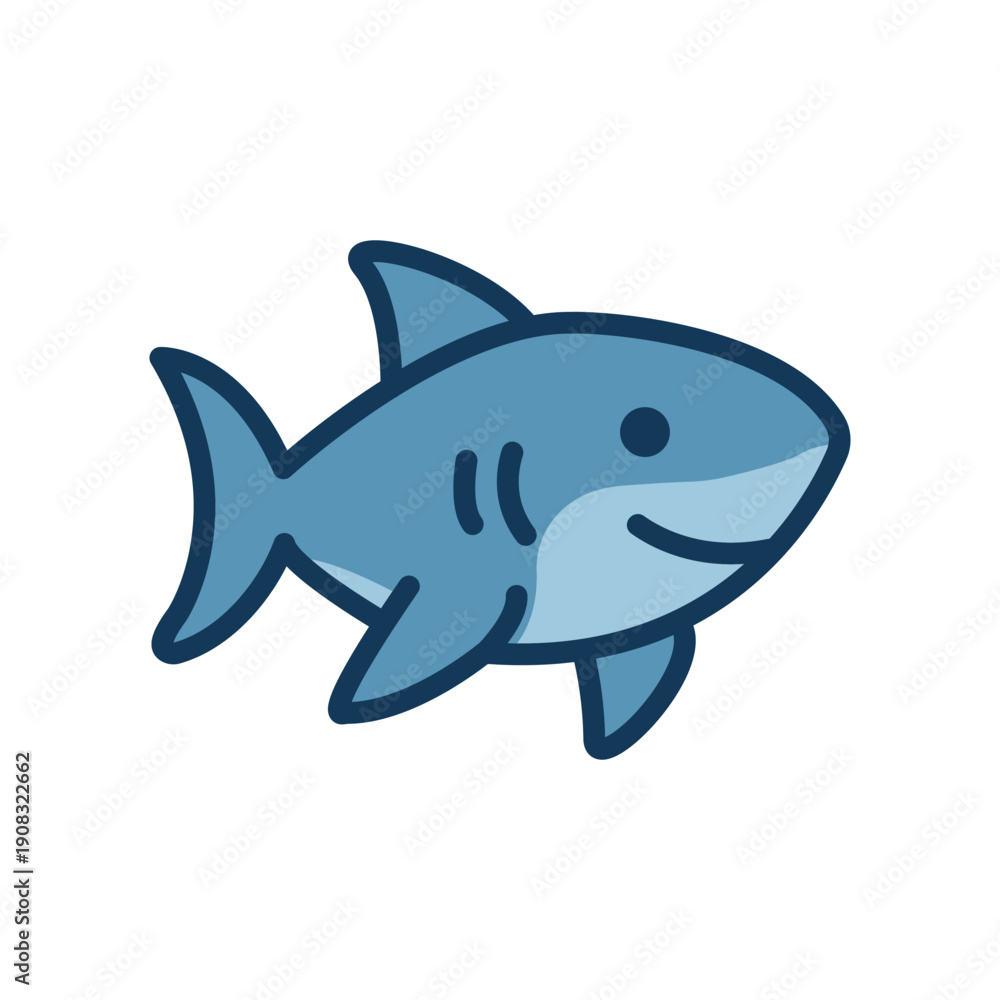 Obraz premium Cartoon Shark Vector Icon with Playful Expression