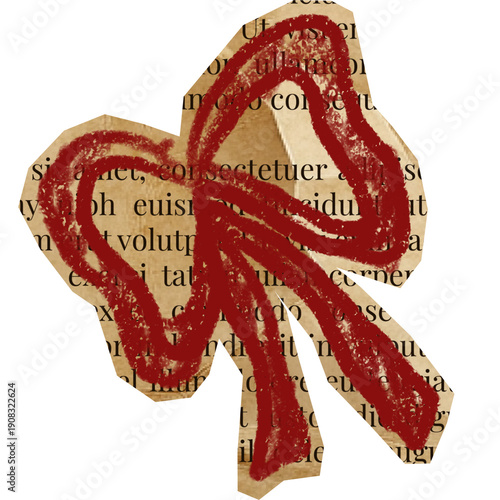 ribbon with handdrawn crayon on cutout for scrapbook
