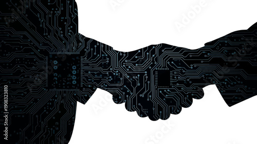 Handshake with Circuit Board Pattern.