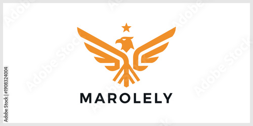 Modern Stylized Orange Eagle Logo with Star and Brand Name MAROLELY