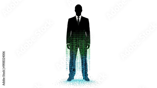 Man in Suit with Pixelated Legs.